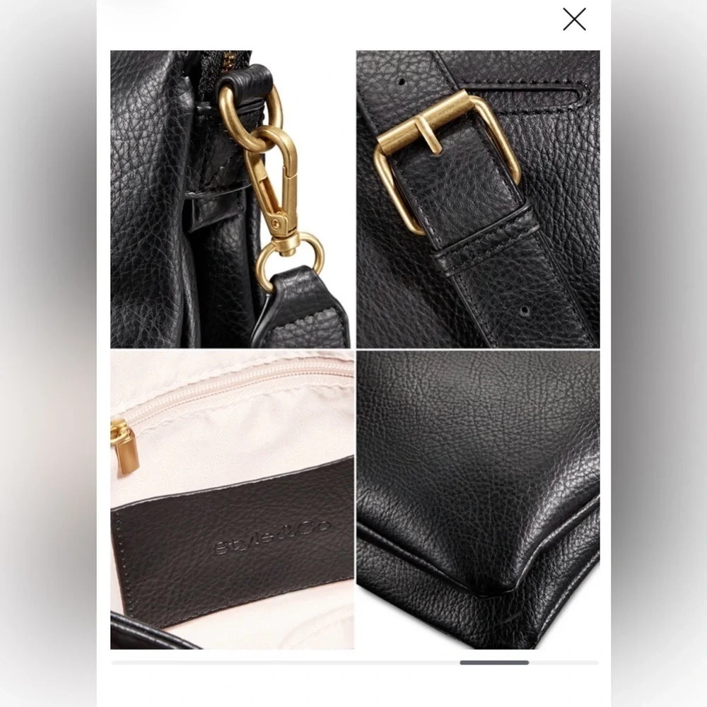 Style&Co.Double Compartment Crossbody bag in PVC leather with gold-tone hardware